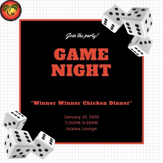 FSUCSA's tweet image. Winner, Winner, Chicken Dinner! Join CSA for some chicken and fun and let us see who comes out on top at CSA game night. Get ready to dominate on Friday, January 25 at 7 PM in the Azalea Lounge. Don’t meet us there, beat us there!
#IfNotWeDenWho #CBNUBC