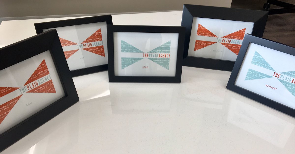 theplaidagency's tweet photo. Happy #NationalComplimentDay! Our President and Studio Manager got a head start last month by creating bowties for each #PLAIDmate that are unique to their best values. What's the best compliment you've ever given or received? https://t.co/EgP7TvK5ih
