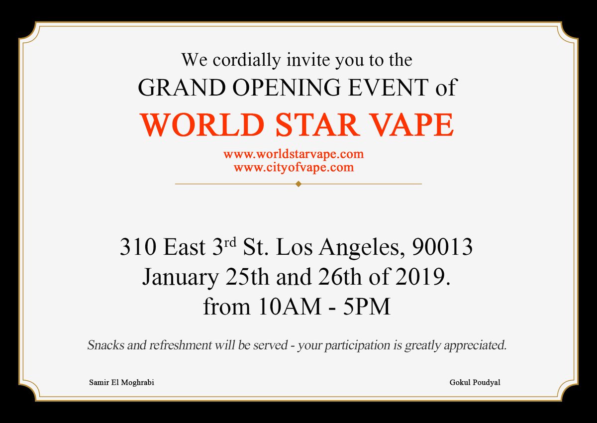 World Star Vape is a part of  GJS Wholesale with the focus on salt nicotine e-liquid and close pod systems. This ceremony serves as an introduction for our new location featuring the best products in the vape market.