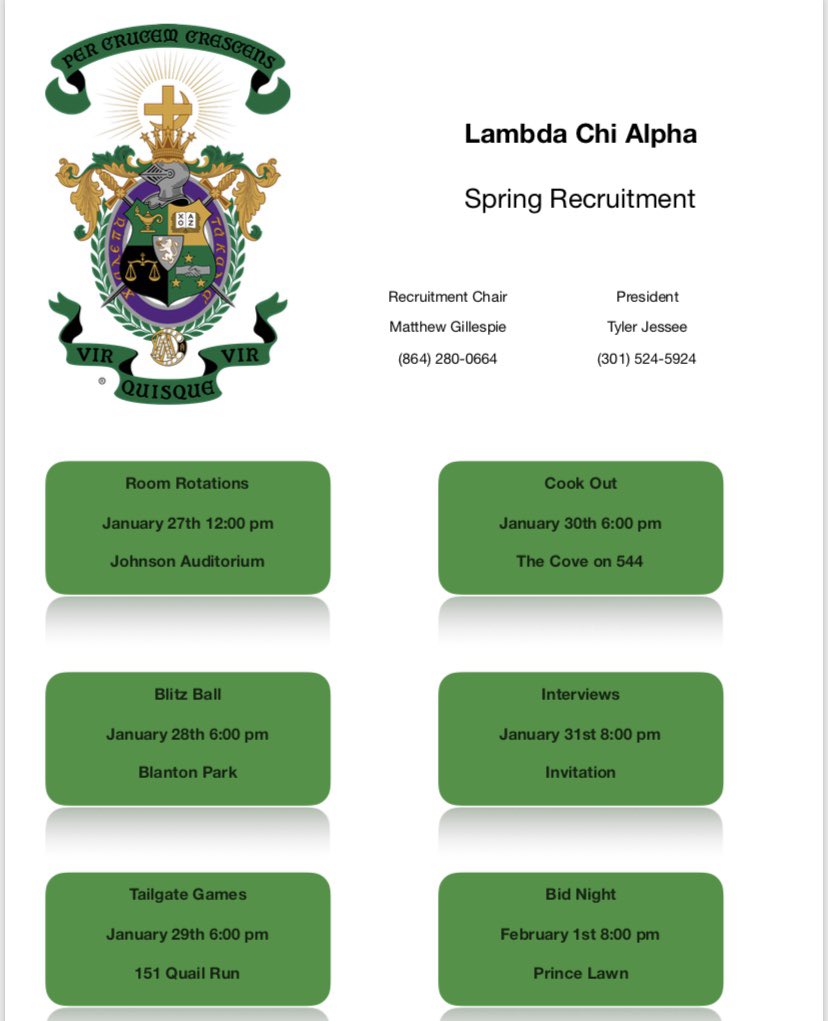 Rush week is just around the corner! Be sure to check out a few of our great events! #ChopsOnTop #RushLambda