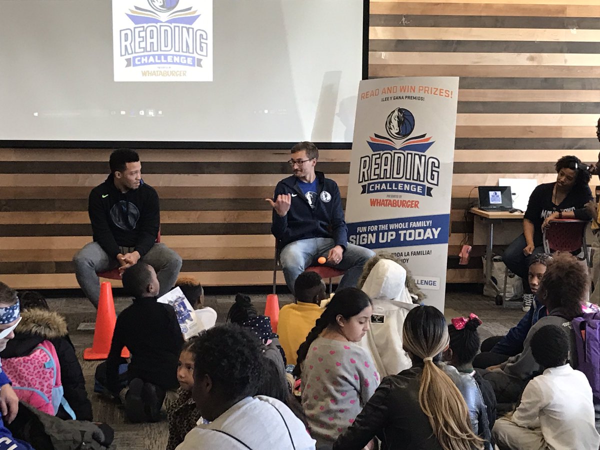 halfpricebooks's tweet photo. How fun! @jalenbrunson1 & @RBroekhoff45 from @dallasmavs w/ young readers at today’s #ReadingTimeOut. Can you guess their favorite book as kids? Harry Potter, of course! 📚🤓⚡️ https://t.co/ajeA3smZ8p