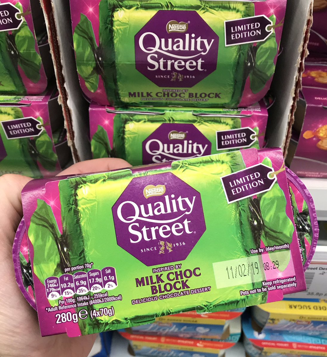 All_Things_New_'s tweet photo. Quality Street Milk Choc Block Dessert! ๐ซ At Asda @qualitystreetuk #qualitystreet #chocblock #chocolate #dessert #wellthisisnew https://t.co/mCio53AJpQ
