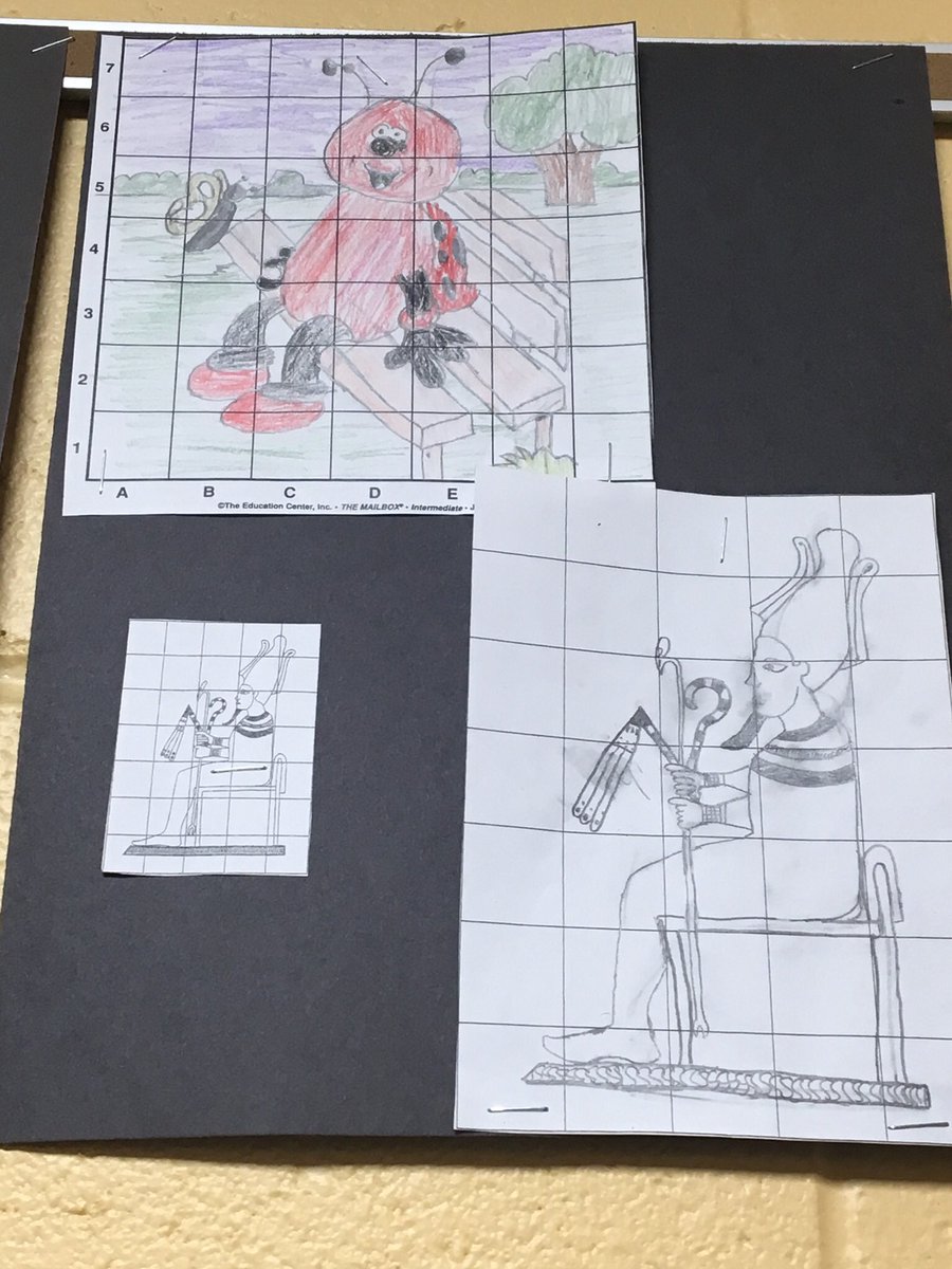 ScarbMESchools's tweet photo. 7th grade scaled drawings of ladybugs and do I spy a pharaoh?? Talk about extra effort! @laflammesmsic #redstormlearns #redstormready #mathrules https://t.co/tqKNOmalgP