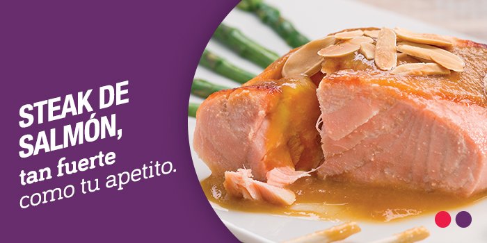 Para el plato fuerte un Steak de salmón te dejará más que satisfecho ¿Ya lo probaste?