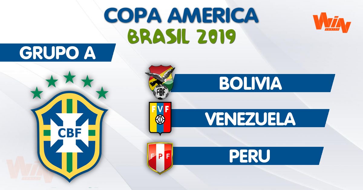 WinSportsTV's tweet photo. ¡Este es el grupo A de la #CopaAmérica2019 !🇧🇷 https://t.co/39O4wUAznx