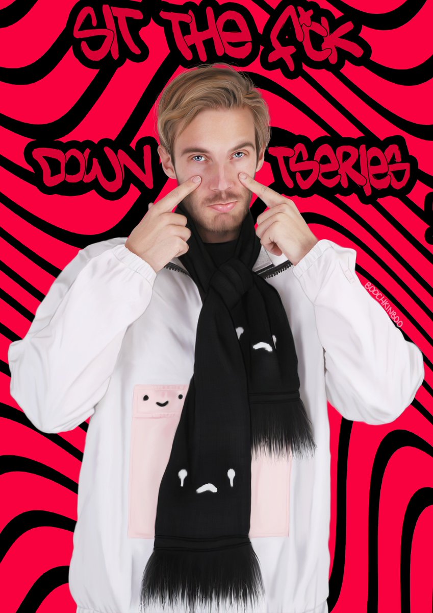 Bethoodle's tweet image. Finished digital portrait of @pewdiepie for the battle against TSeries 

Us artists gotta do our piece to help as well 💪