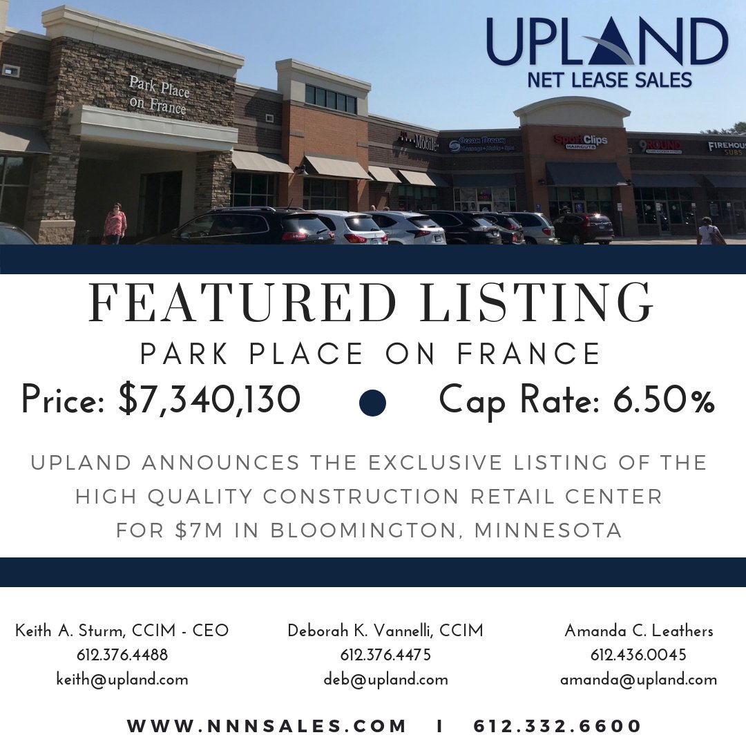 UplandREGroup's tweet photo. Featured Listing! Park Place on France located in Bloomington.
Connect with Upland today for more information!
#realestate #netleasesales #investment https://t.co/Pp3IcNCgpD