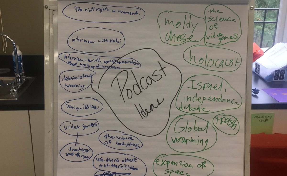 marymcarleton's tweet photo. So...who wants to learn about some #moldycheese ? 😂 Brainstorming some #podcast ideas with some #7thgradeboys #blendedlearning #edtech #podcasting #middleschool https://t.co/OqAYv4QU8g