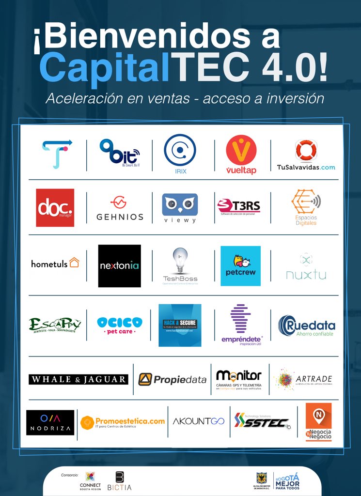 bictia's tweet photo. #CapitalTEC40 #FITIC da la bienvenida a las 29 empresas que ingresan a nuestro programa de aceleración. Estamos listos para llevar sus empresas a otro nivel. @Bogota @DesEconomicoBog @ConnectBogota https://t.co/FdiMxNS675