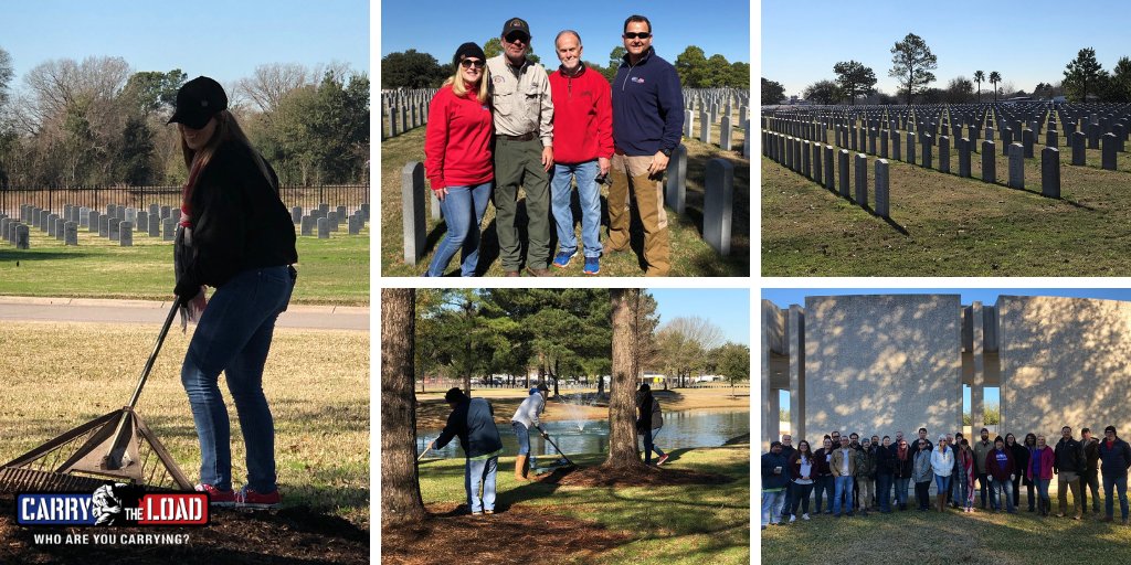 CarryTheLoad's tweet photo. Today we had the pleasure of honoring fallen heroes alongside @LQ, @Starbucks @Service_King and @Chase. Thanks for joining us for a day of service at the @CityofHouston National Cemetery! Email contact@carrytheload.org to find out how your company can participate! #CarryTheLoad https://t.co/ypQmkSYjld