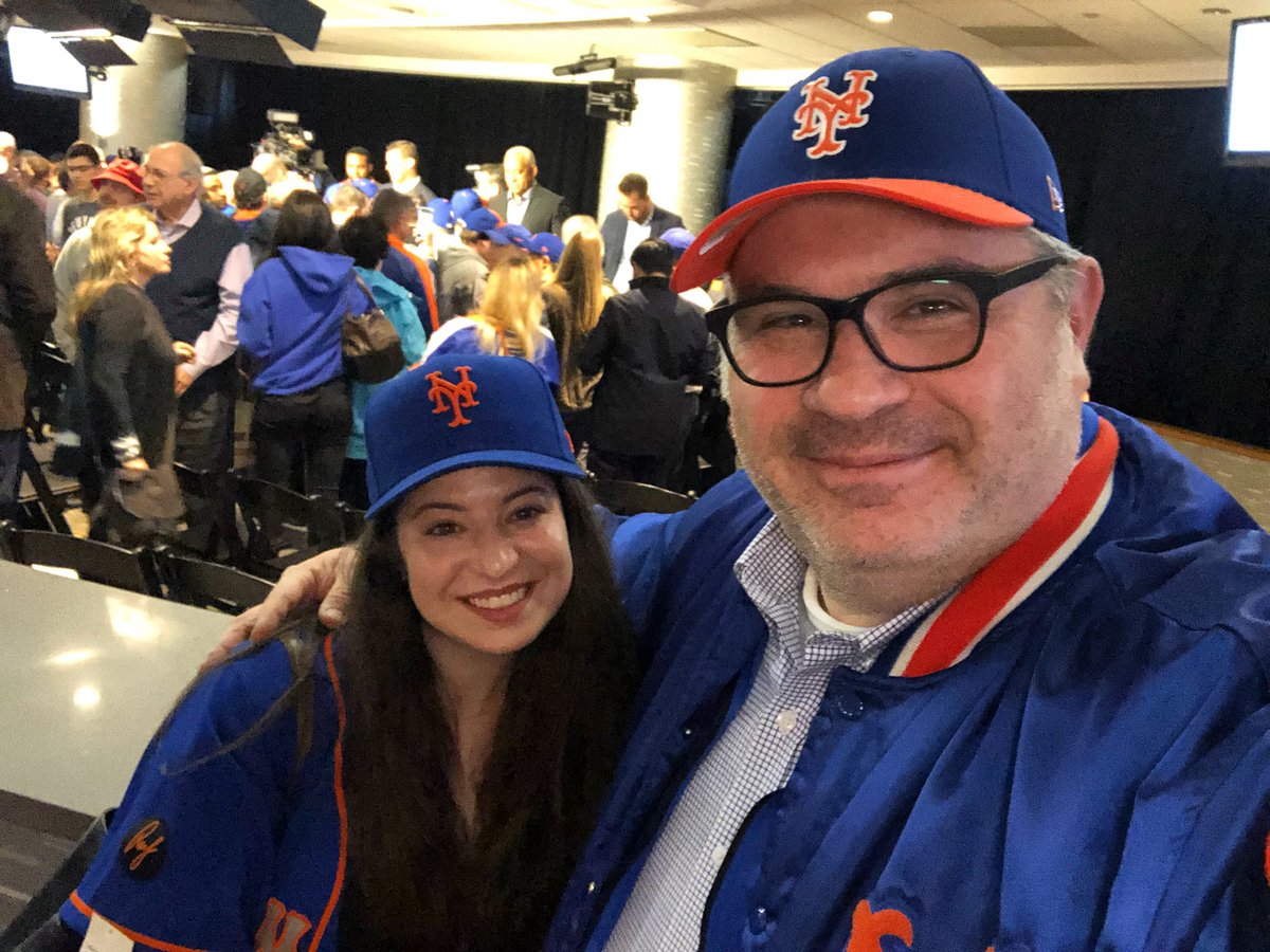 JohnCerilli's tweet photo. My niece @cerilli2 and I in front of the crowd and @Mets front office personnel tonight at #CitiField for the #Mets #HotStoveLeague report! #TeamCerilli present and accounted for! #LGM #baseball #MLB ⚾️ https://t.co/lg0Uk2zZYJ