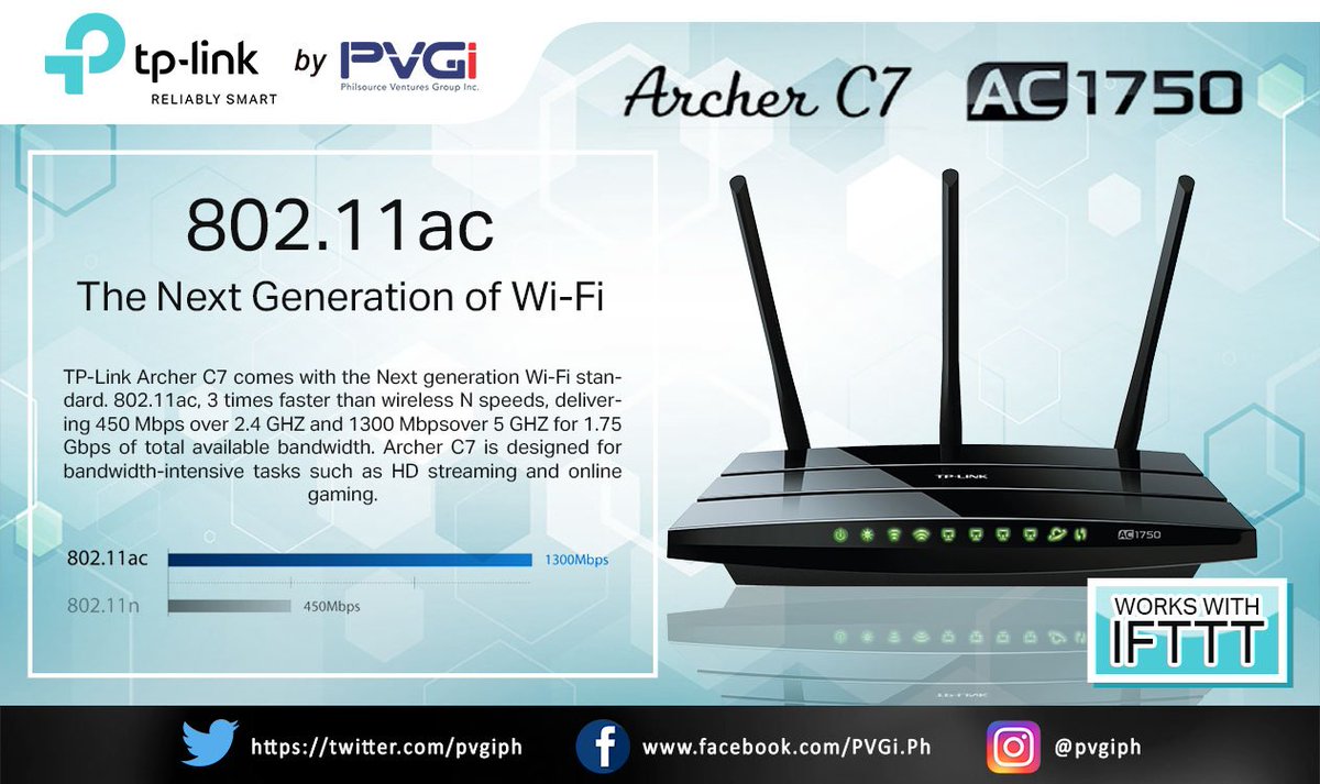 pvgiph's tweet photo. Faster connection for higher performance. TP-Link Archer C7 is the superior choice for seamless HD streaming, and level up gaming. Switch to a faster connectivity. #TPLinkArcher https://t.co/WL3fBCQexf
