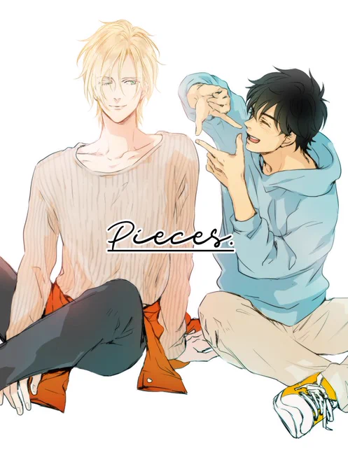 1/27 幸福の在り処2【あ22a】
●新刊【Pieces.】B5/40P/¥600(英A)
 再会を中心に二人が共に生きる未来のお話です(再録含)
 カプ要素は淡めですが、ずっとプロポーズしてるような気もします🍌🐟
サンプル→(https://t.co/AhYMTxO3Eu …)
※追加情報はツリーに追記していきます。 