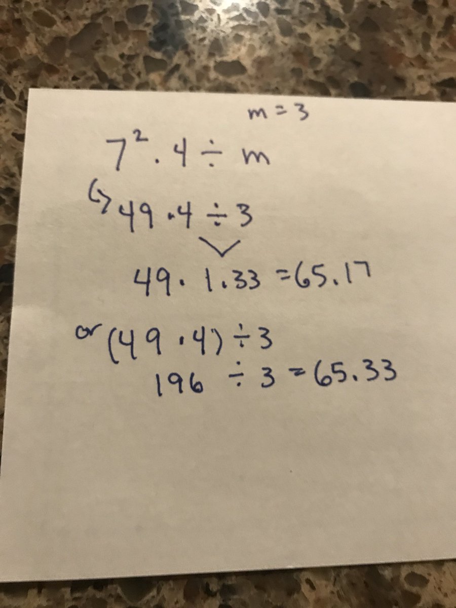 Today 6th math, amazing convos re: do we have to follow PEMDAS? Like, “well it works when it’s 4 and 4 because multiply and divide are inverse” “yeah, but it’s close with 3” “well, if it’s a track meet the numbers count” I ❤️Ss voice #mathconceptions