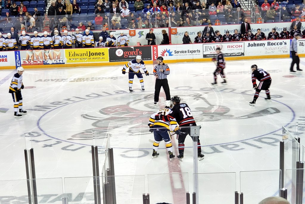 This was just one picture I got but a lot of Daniel Singer's old teammates have shown signs of respect tonight. Daniel's Mom passed away yesterday. Really nice to see the class the <a href="/OHLIceDogs/">Niagara IceDogs</a> are showing him tonight <a href="/ErieOtters/">Erie Otters 🦦</a> <a href="/IceDogsThisWeek/">Matt and DJ</a> <a href="/GoErieHockey/">Erie Times-News | GoErie.com/Sports</a> <a href="/HDbrownie2000/">Dave Brown</a>