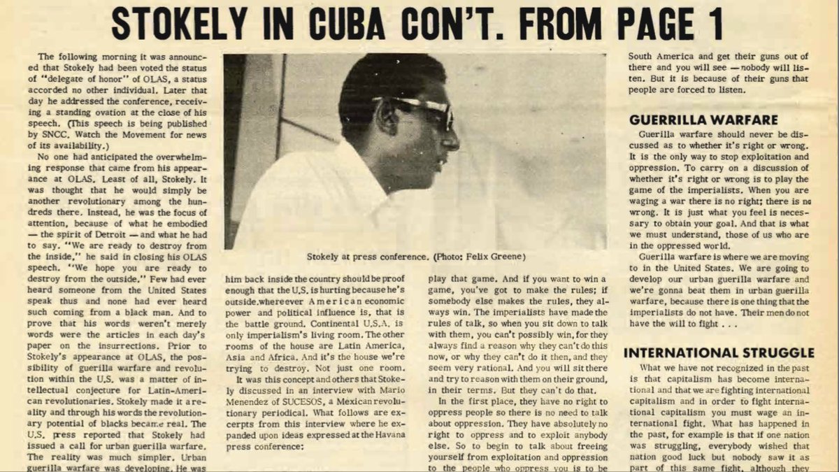 “We are ready to destroy from the inside...We hope you are ready to destroy from the outside." - Kwame Ture in Cuba @ the 1st meeting of the Organization of Latin American Solidarity (OLAS),1967