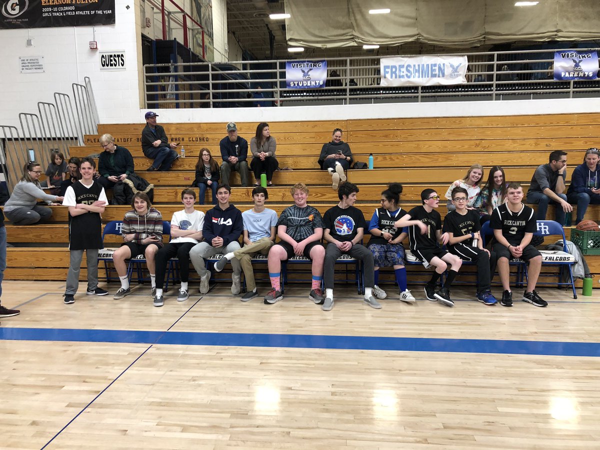 RCHSUnified's tweet photo. We had such a fun game yesterday with @UnifiedRanch!! Thank you to the HR Falcons for having us! And a HUGE thank you to all the peer helpers, players, coaches, families, and jags that came out to support us!🐯🏀🖤 #choosetoinclude #RCUnified #PlayUnified #TieDye https://t.co/gltgwb3b52