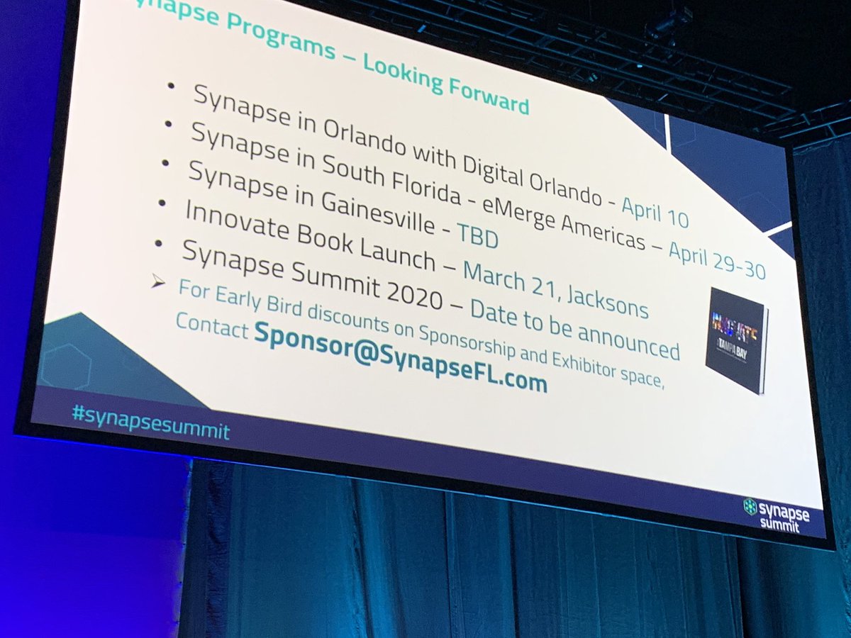 ExcelMatch's tweet image. #florida + #innovation = #synapsesummit  great few days! Got a chance to hear from Jeff Vinik (owner of @TBLightning) and Several folks from all over the State..... #florida4WIN !
