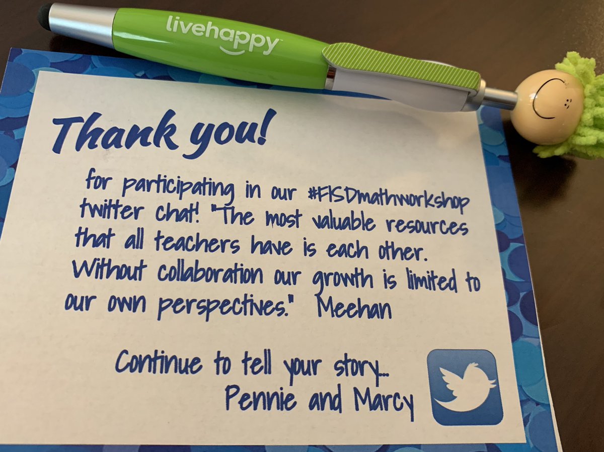 What a fun surprise from the #FISDmathworkshop twitter chat. I have a goal to keep growing my PLN to include following all staff in FISD. I love seeing all the amazing things we are doing across the district. #learnandgrow #FISDlearns