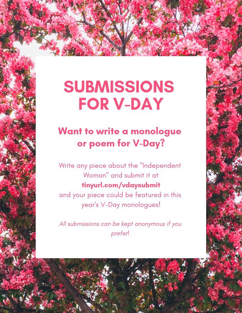 V-Day auditions are happening in The Box! We’re also accepting submissions!