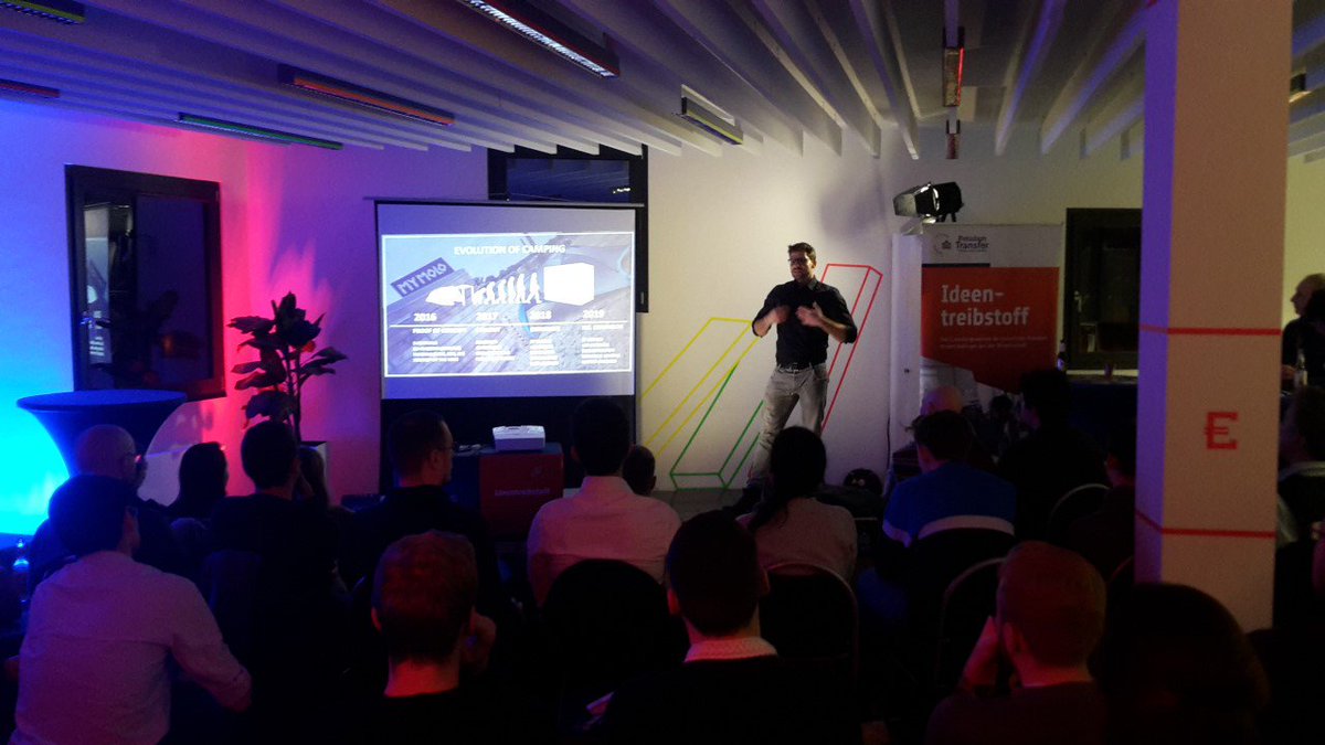 ZierJohannes's tweet photo. #1 StartupStoryNight 2019 @unipotsdam with @mymolode!
Founder Nico of My Molo presented insights in front of 50 young entrepreneurs about their hard learnings to create and design a business with festival lodges.     #startup #mymolo #evolutionofcamping #PotsdamTransfer https://t.co/8Tl0xfZhpv