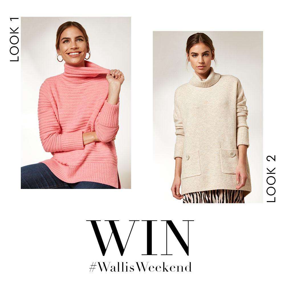 It's #WallisWeekend! We're giving you the chance to #WIN one of these looks!*. To enter, simply follow us on Twitter, reply with your favourite look &amp; retweet this post. Quick, ends midnight! *T&amp;Cs apply. Can't wait? Shop Knitwear now > bit.ly/2WfroMS