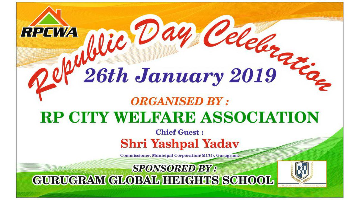 Chief Guest for RD Day celebration will be Shri. Yashpal Yadav, Chief, Municipal Corporation Gurugram <a href="/MunCorpGurugram/">MCG</a>