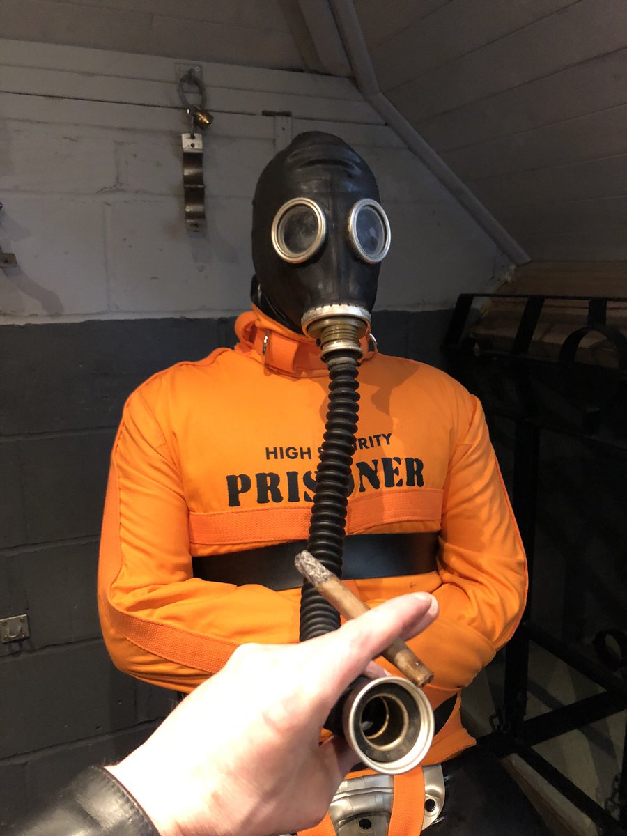 JamesBondageSX's tweet photo. Rubber gimp enjoying some smoke torture and spilling his load 
@rubberedup84 
#gaybdsm #gaybondage #gayrubber #bondage #straitjacket #straitjacketed #smokeplay #cigars #prisonuniform #gasmask https://t.co/Guri5SVpfm
