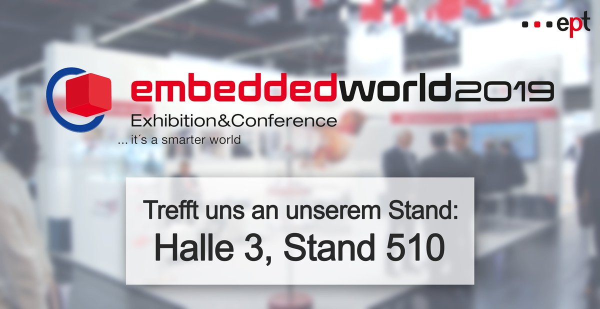 ept_GmbH's tweet photo. Bitte den 26. bis 28. Februar merken! :) ➡️ #embeddedworld
#ew19 #embedded #Messe #IoT #Steckverbinder
Wir sind als Aussteller wieder mit vor Ort und stellen Ihnen unsere neusten Steckverbinder in Sachen #HighSpeed vor.
#Plug16 #EC8 https://t.co/TYYTvzXGDQ