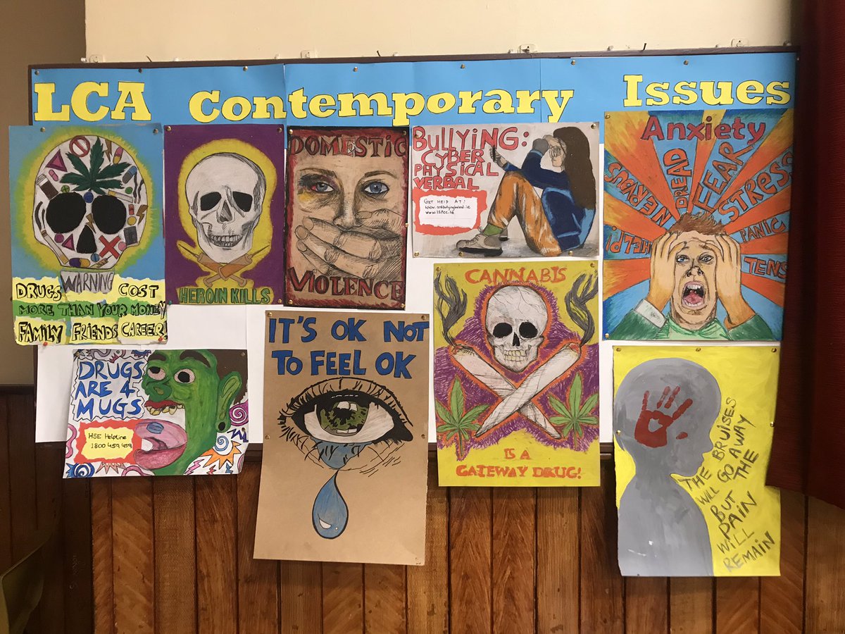 stvdundalk's tweet image. Fantastic work on contemporary issues by our LCA students on display in our main hall.  Great work ladies! #LCA #Contemporaryissues