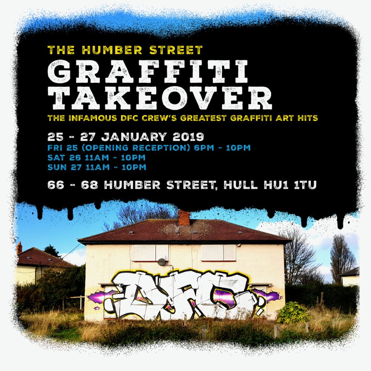 Jo_Shaw__'s tweet photo. Hull's #DFCcrew have been transforming this space all week ready for this weekend's Humber Street Graffiti Takeover and it's looking ๐ฅ๐ฅ๐ฅ. Check it out at 66-68 Humber St from 6pm tonight. Pop-up bar tonight, thanks to @minerva_hull / @HSDCHullGin. @FruitMarketHull https://t.co/IiFd0cAGOO