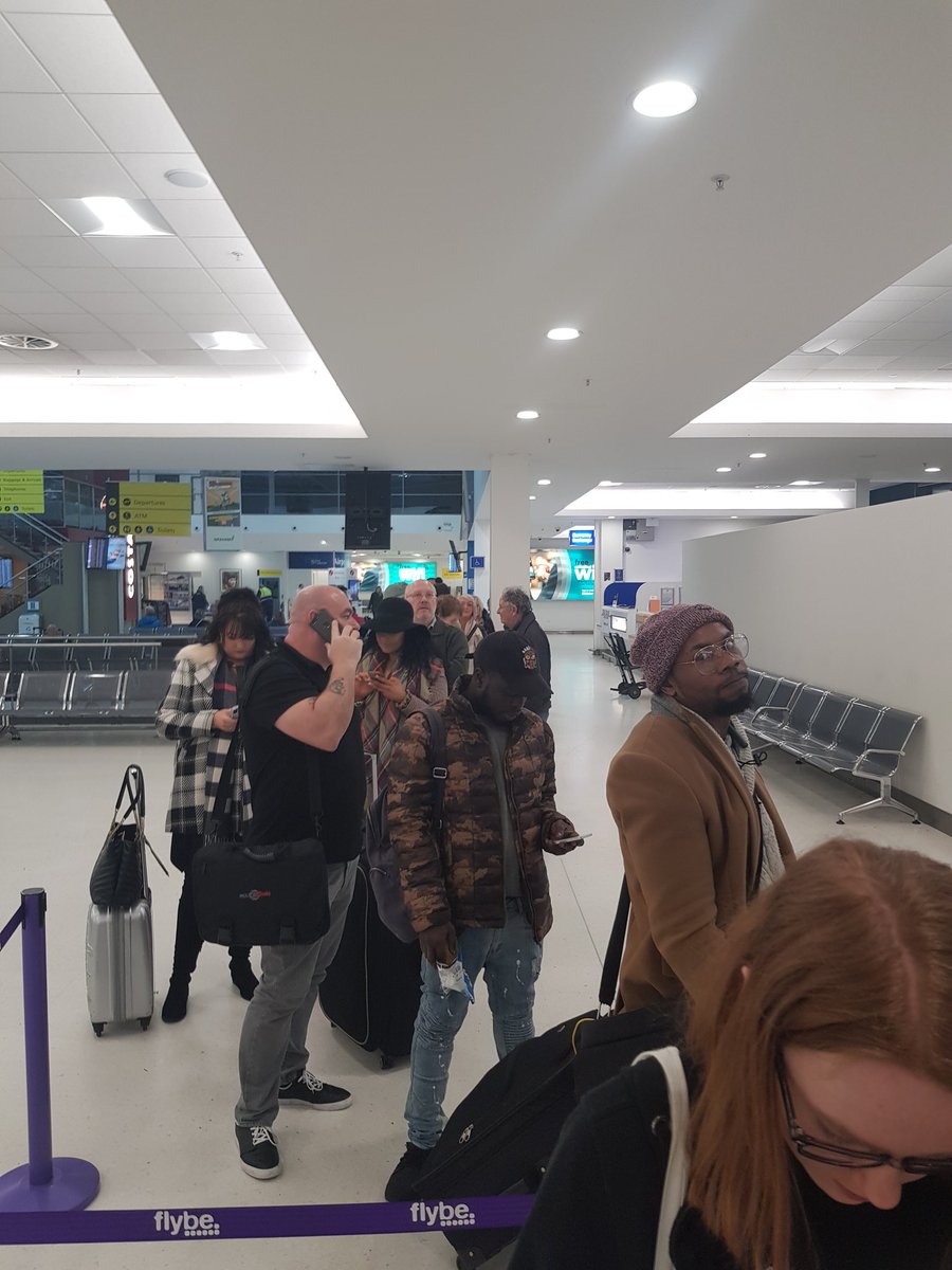 #flybe <a href="/flybe/">Flybe ✈</a> i travel twice a week with you with this very bag. Last week i even got an approved sticker after it was tested oh not this week... this is the queue (which) has since grown to take 50 quid of people .. #belfastcityairport