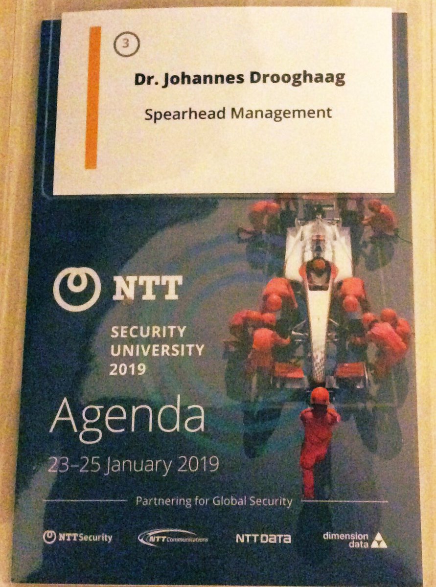 DrJDrooghaag's tweet photo. 🔵 Thank you for having me as your guest and allowing me to contribute to the NTT Security University 2019 in Berlin! I hope you enjoyed to #seethecow!

#CyberSecurity #CyberSecurityTalks #ThoughtLeadership @KaiGrunwitz https://t.co/PqB3LEZ6g4