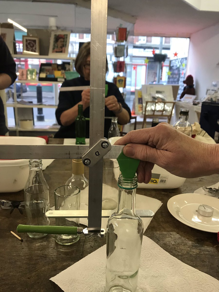 Had a brilliant day learning how to cut bottles with Claire and Janet <a href="/fancytatcrafts/">Fancy Tat - Janet & Claire</a> #bottlecutting #upcycling #newskills #workshops #kent #bottleupcycling