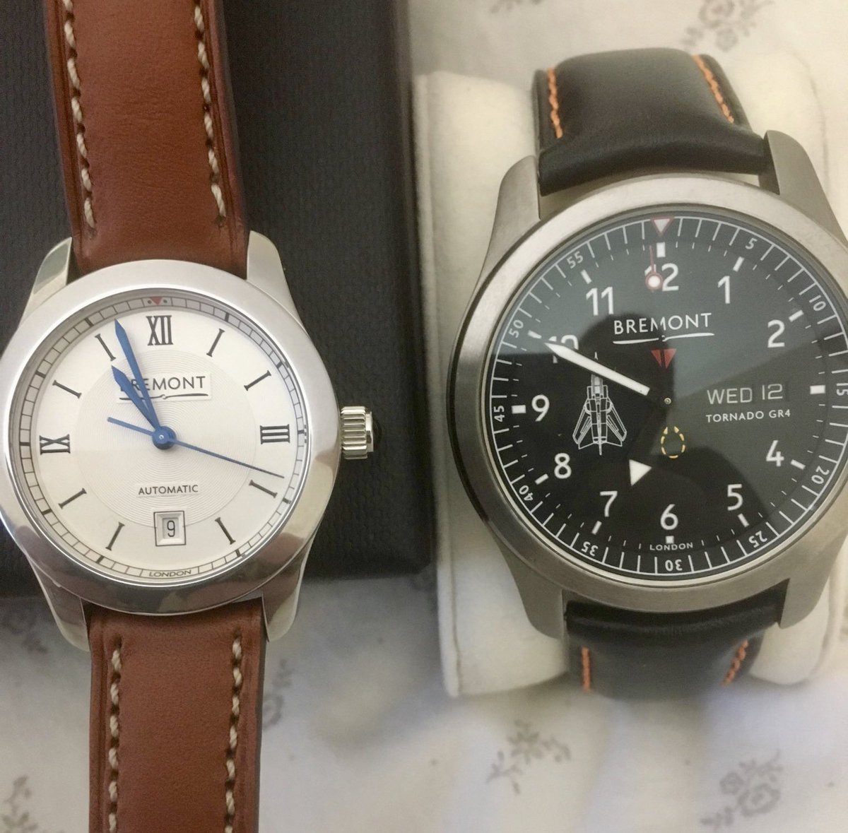 BremontMilitary's tweet photo. We love #HisAndHer Bremonts! Thanks, Sally. @Bremont #TornadoGR4 #MBII #Navigator #Solo32LC #RAFVeteran #ATA #NavWatch #PilotWatch @sallyacb275 https://t.co/yvdcrLYZUv