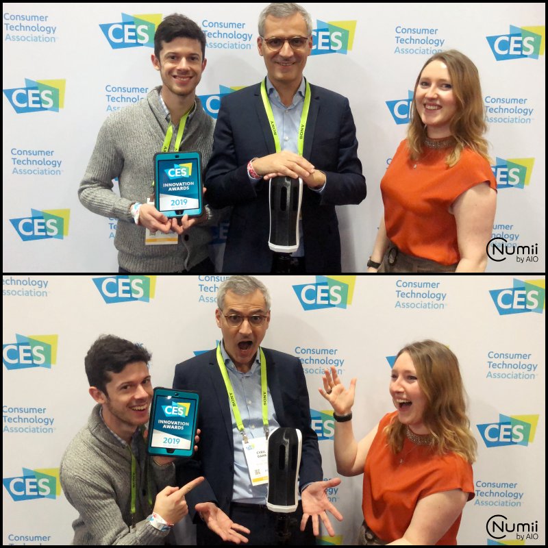 Being #serious is hard when you've won an #innovationaward at the #CES2019 😆 @cyrildane don't you think? For #TechForABetterWorld / We have created connected beacons that prevent occupational illnesses 🤕 Learn more at bit.ly/2TVLkSO 🖥️ #CES #swarmintelligence #health