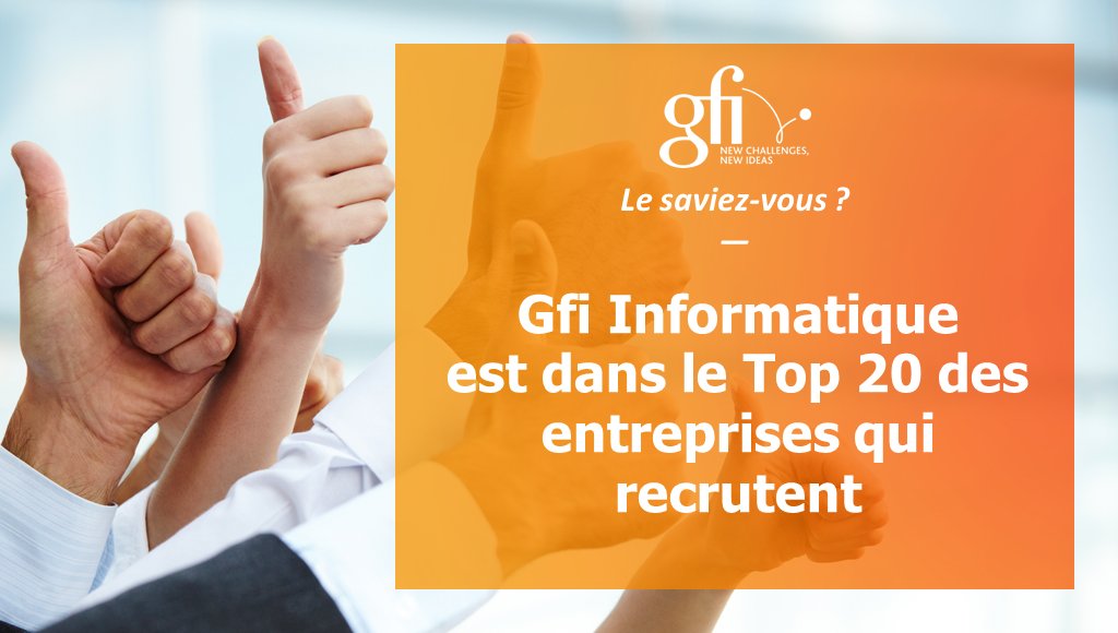 📢[Le saviez-vous ?] En 2019, 150 entreprises de l’industrie, des services à l’industrie &amp; du numérique recrutent + de 175 000 personnes en France. 
@gfiinformatique est dans le top 20 des entreprises qui recrutent !
En savoir+▶️ bit.ly/2UmlGqT (source : <a href="/usinenouvelle/">L'Usine Nouvelle</a> )