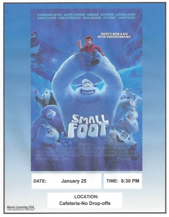 Movie night tonight at 6:30 pm in the cafeteria!