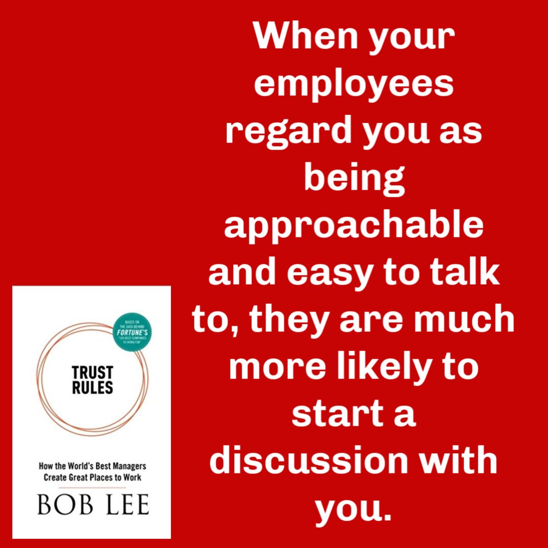 boblee0207's tweet photo. When your employees regard you as being approachable and easy to talk to, they are much more likely to start a discussion with you. #leadership #trustrules https://t.co/bwsBwdZ7iW