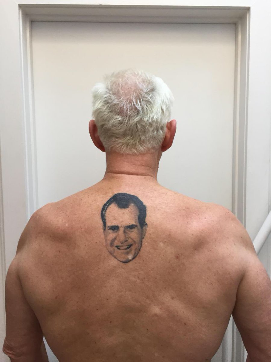 Everyone on the cell block may have teardrop tattoos or LOVE/HATE knuckles  but Roger Stone will be the only one with a Richard Nixon back tat. (This  is real), image size:900x1200