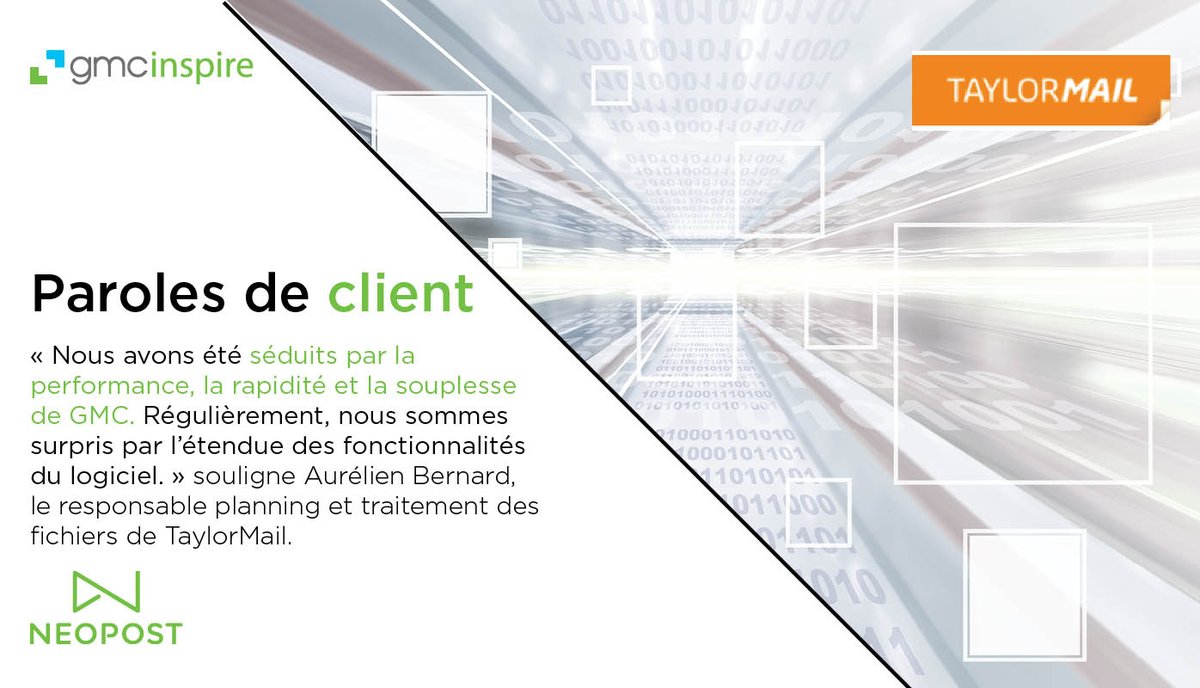 Quadient_FR's tweet image. Taylor Mail a choisi notre solution GMC Inspire : nous sommes très heureux et fiers de leur avoir fait gagner en temps et en efficacité ! #ParoledeClient #RetourClient #