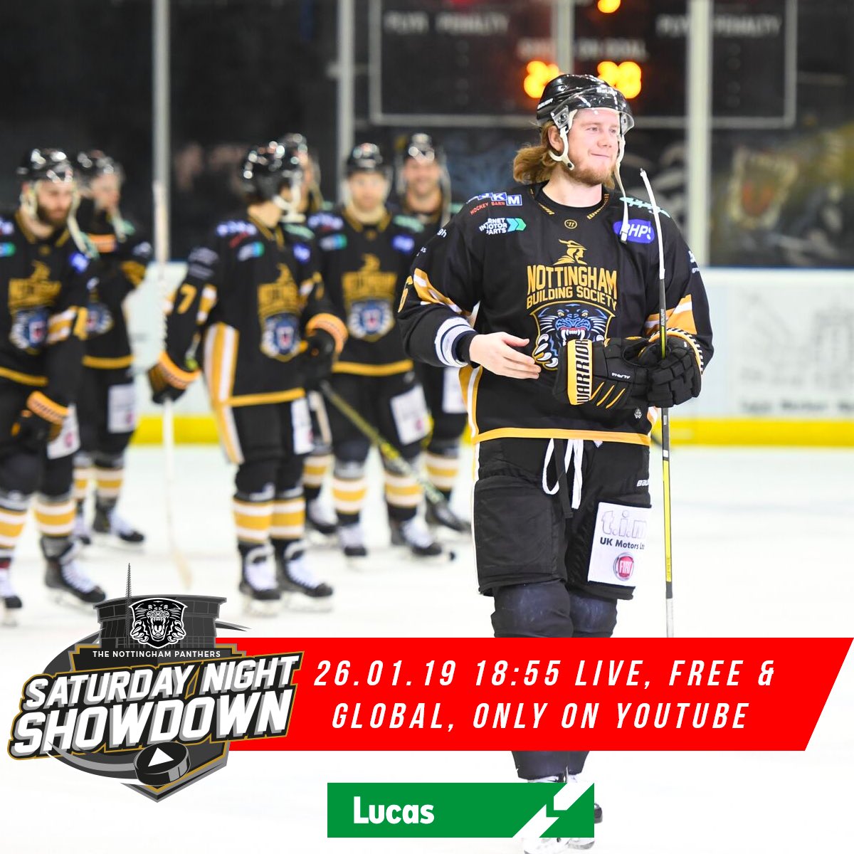 Tune in to the first ever Saturday Night Showdown, presented by <a href="/LucasEurope/">Lucas</a>, LIVE &amp; FREE around the world on <a href="/YouTube/">YouTube</a> this Saturday night when me &amp; my <a href="/PanthersIHC/">Nottingham Panthers</a> teammates take on the <a href="/CardiffDevils/">Cardiff Devils</a>!

Don't miss it: youtube.com/watch?v=IHatOB…

#EIHL | #NOTvCAR | #PanthersNation