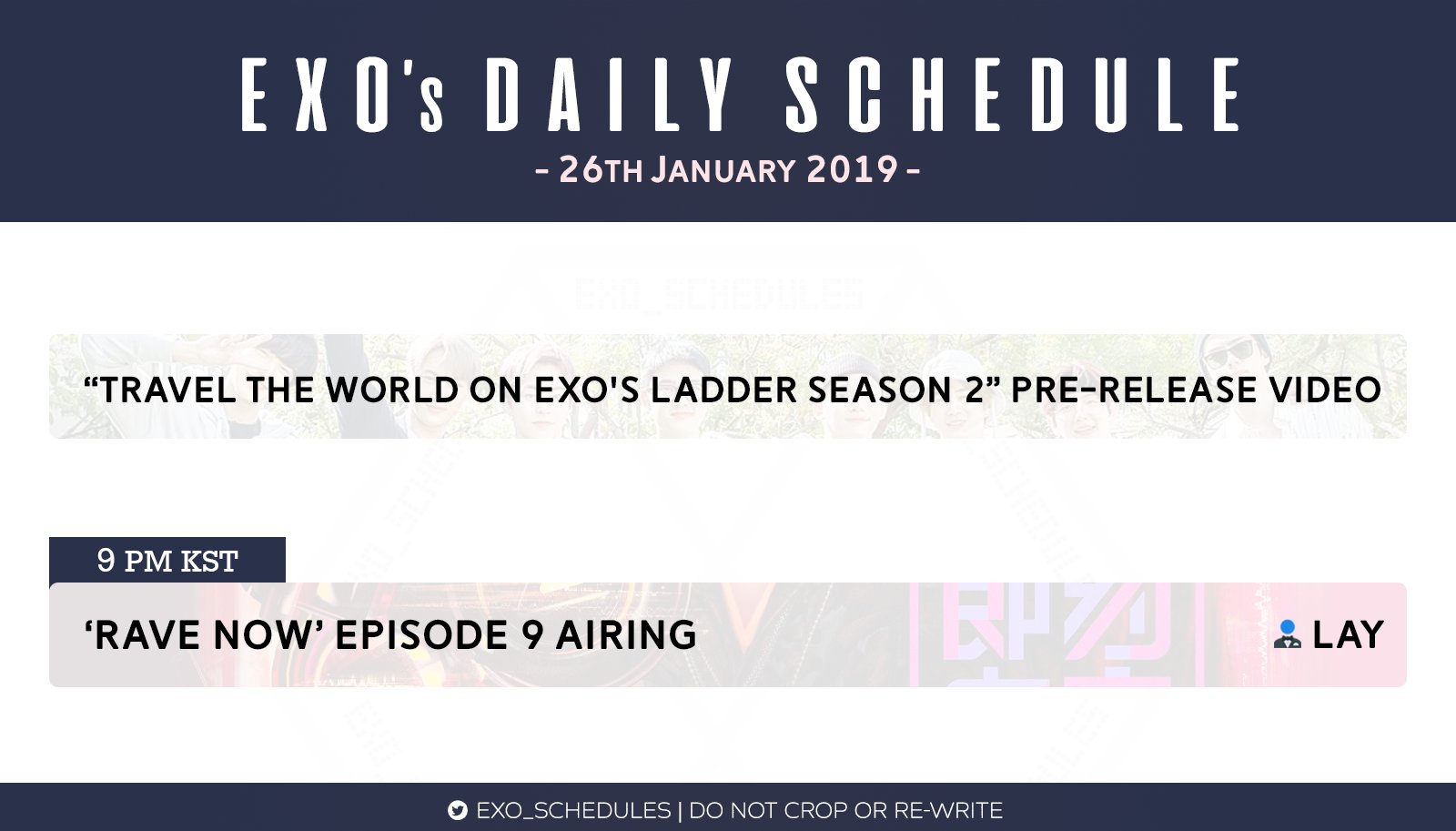 EXO SCHEDULE on Twitter: "DAILY SCHEDULE 🗓 190126 | 26th January | #EXO EXO SCHEDULE on Twitter: "DAILY SCHEDULE 🗓 190126 | 26th January | #EXO