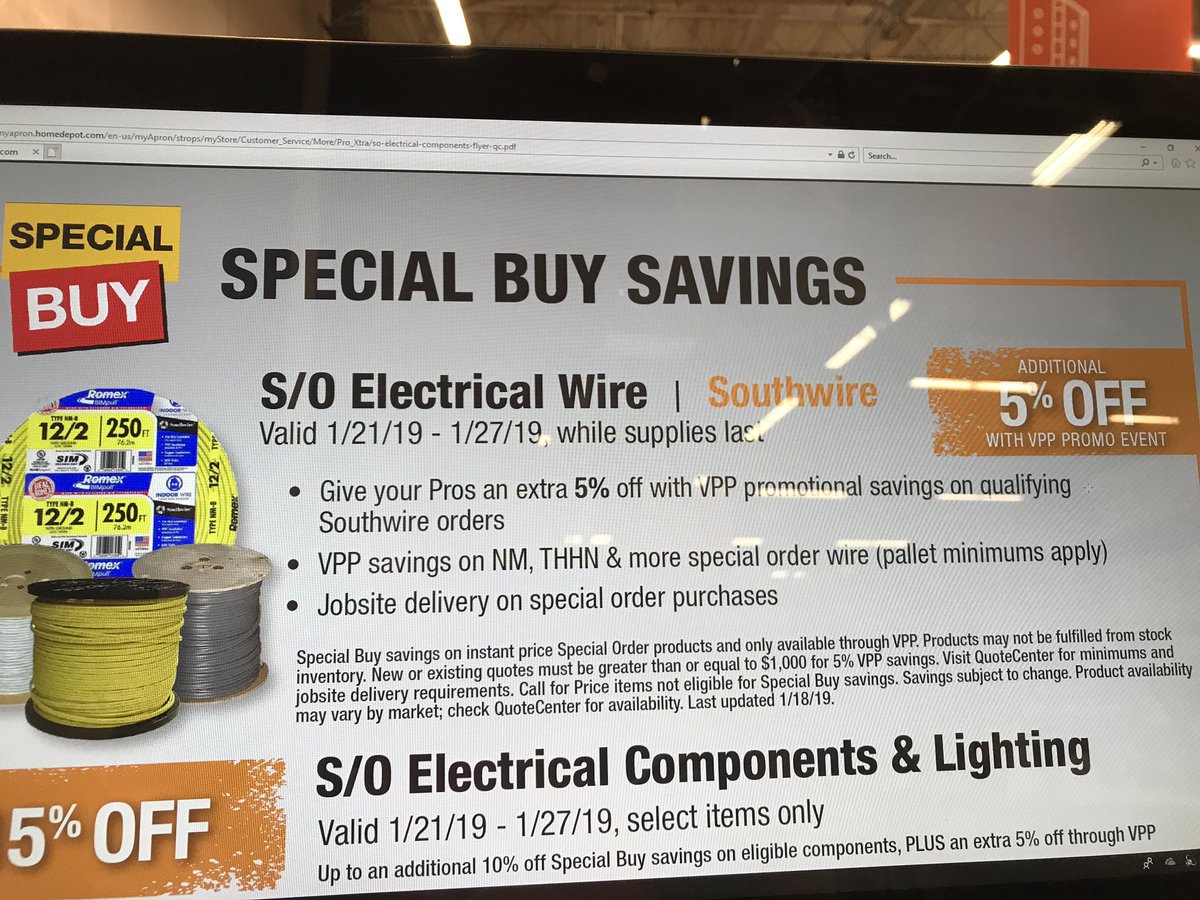 Home Depot Promo going on, not only in electrical products,but any other orders that meet the 1,000 dollars requirement for the Bid Room!   
#electrician #TheHomeDepot #homeimprovement