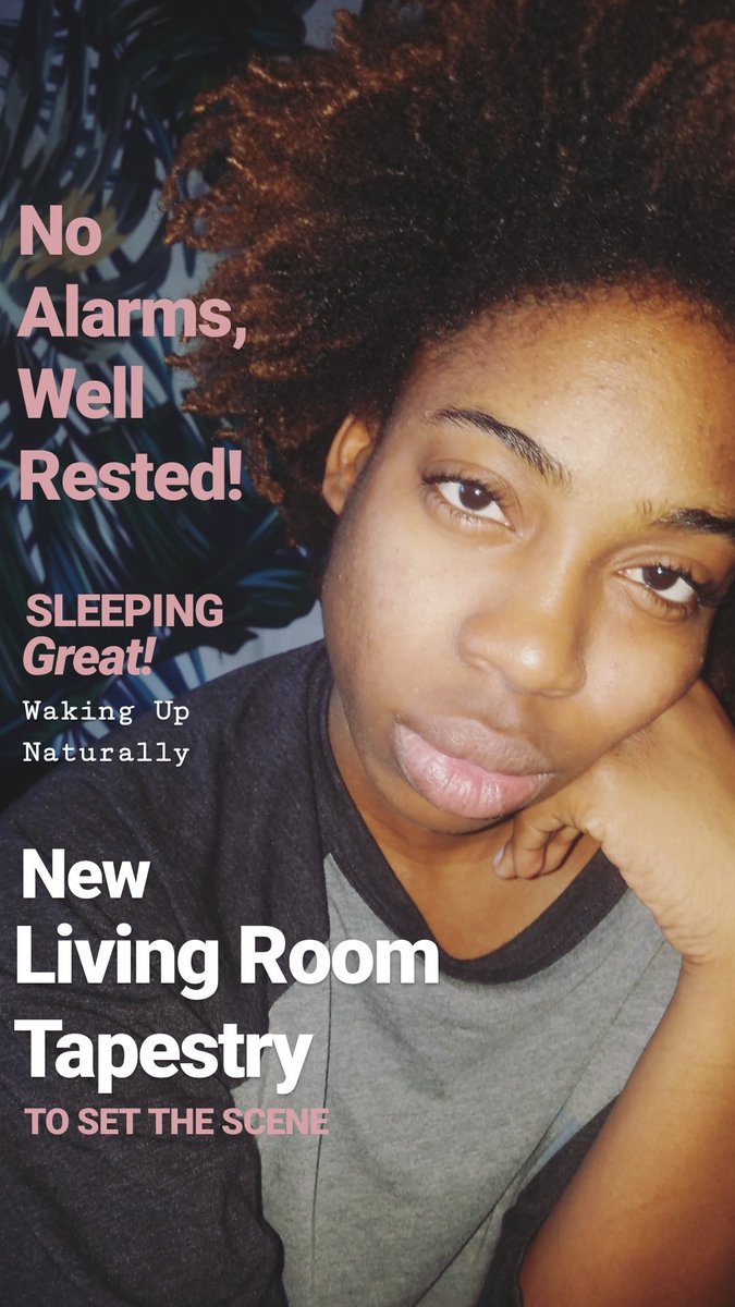 EssenceLMartin's tweet photo. Waking up at 8:20AM is my definition of sleeping in, compared to how early I wake up most days. 
The living room was looking pretty bare so my roomie gave it a splash of character 🌴🌴🌴I love it! 🌴🌴🌴

#GoodMorning #SleepingIn #RestDay #Tapestry https://t.co/We6VBM2mjK