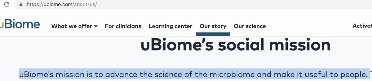 zacharyapte's tweet photo. @MicrobiomDigest See here current screenshot from our website. I can also confirm that uBiome’s mission remains to advance the science of the microbiome and make it useful to people. :D https://t.co/spRnpnoGzk