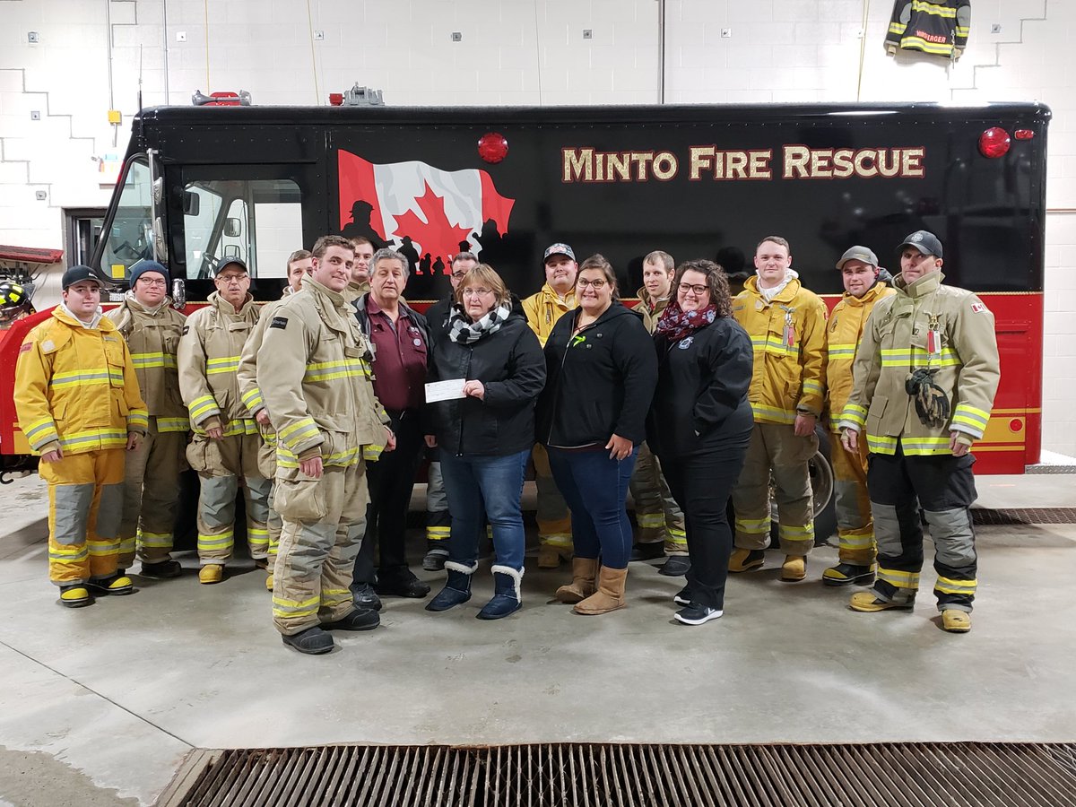 mintofiredept's tweet image. On Tuesday the Hoover Family joined us to donate some if the proceeds of Minto Minor Hockey Day in honour of their son, Derril Hoover, to Minto Fire.

Thank you to Alex, Maribeth, Amanda and Jessica for your support.