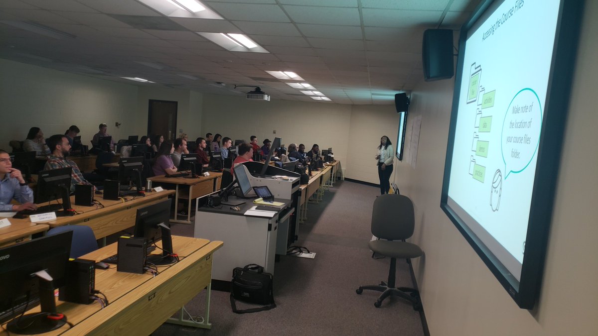 ECUCOB's tweet image. Brittany Coleman, #ECUCOB #MIS grad, conducts an SAS #BaseProgramming boot camp for 35 COB faculty, staff &amp;amp; students.