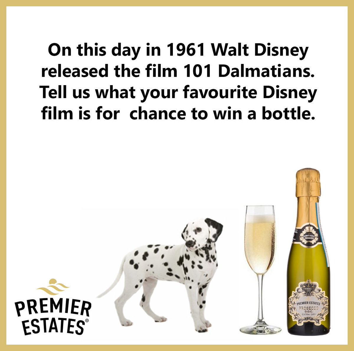 premestateswine's tweet photo. On this day 58 years ago 101 Dalmatians was released, so, simply tell us what your favourite Disney film is. One person will be picked at random to #WIN a bottle of our Grand Rosé. Make sure you Follow Us. #Competition closes Tuesday 29th January. Good Luck 🍾 https://t.co/7lVcOL1ONF