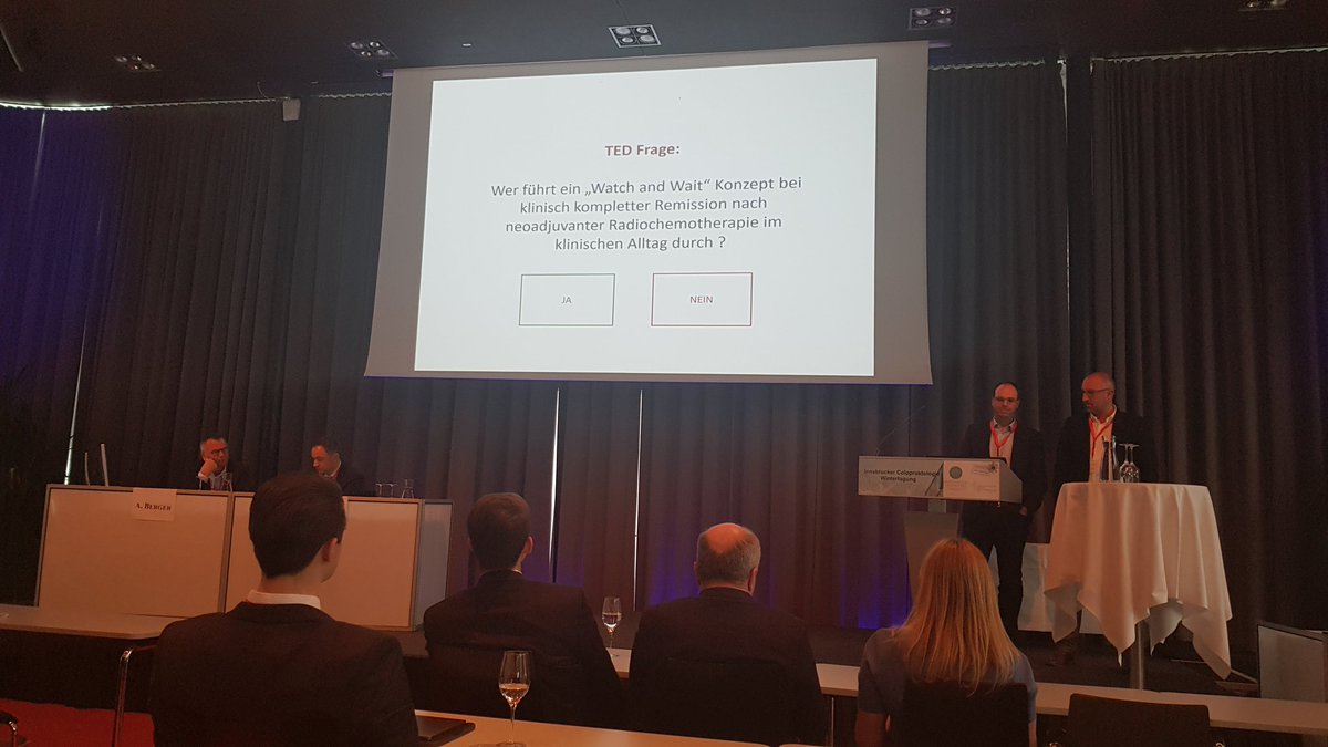 Great joint lecture <a href="/ICW2019/">ICW2019</a> from radiotherapist Jäger &amp; surgeon Zitt about watch &amp; wait (rectal cancer). 

Who practices watch&amp;wait and when? How do you define complete clinical response? 

#colorectalsurgery #colorectalresearch
#escp 
#youngescp
#esso

<a href="/IE_Kronberger/">SoNie</a>